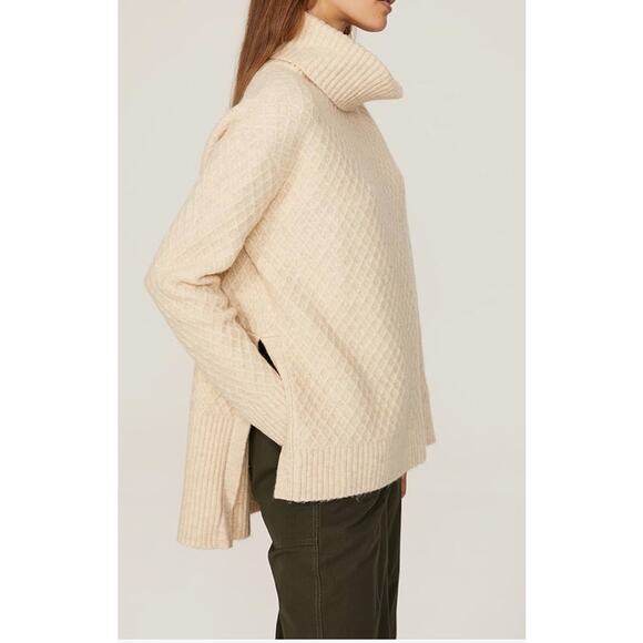 Adam Lippes RTR Design Collective Marled Turtleneck Sweater Wool Blend Beige L - Picture 3 of 13